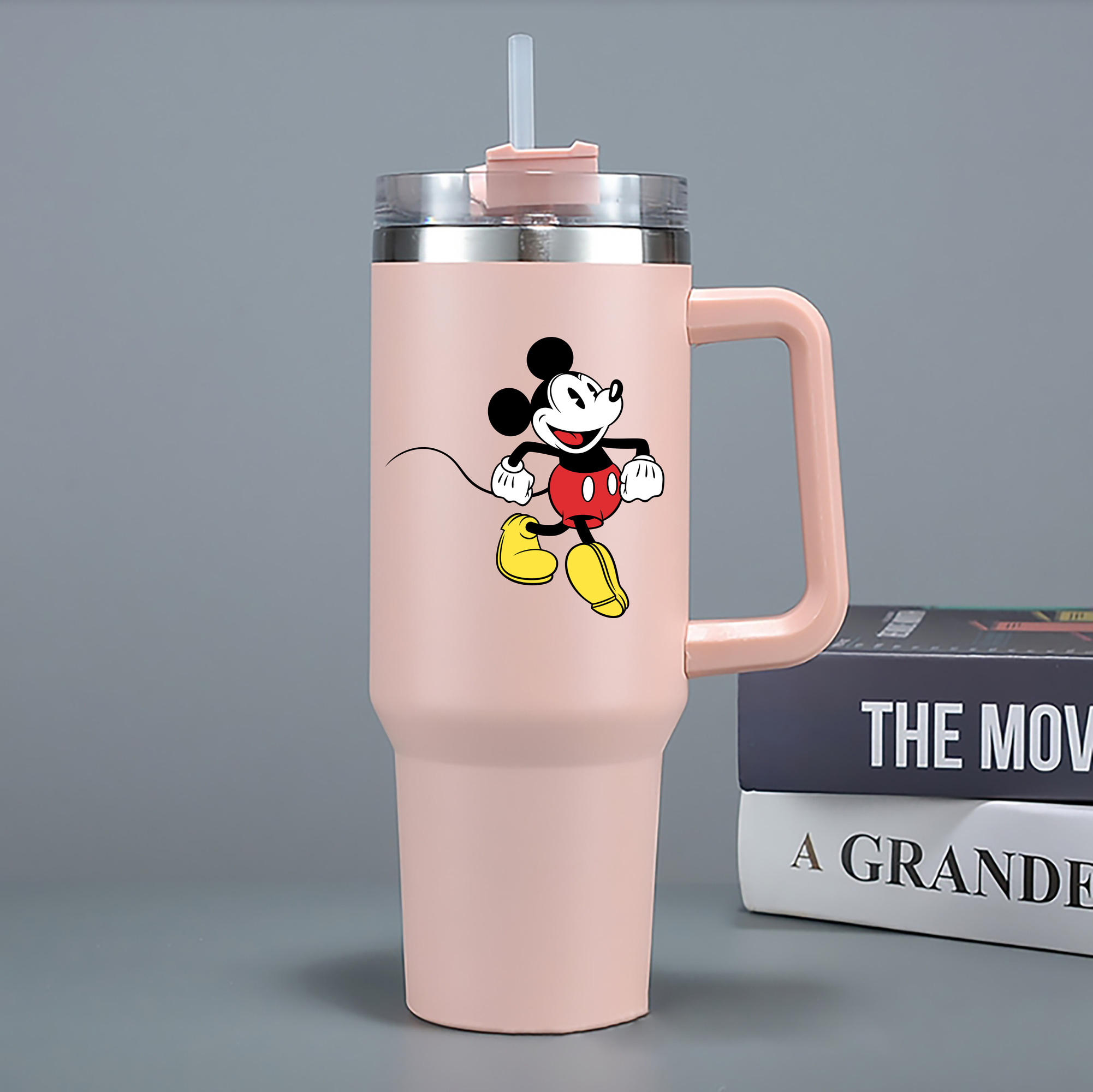 （画像用） ミッキーマウス Mickey Mouse 1200mL車用タンブラー - クリスタルステッカー（プラスチックストロー付き）